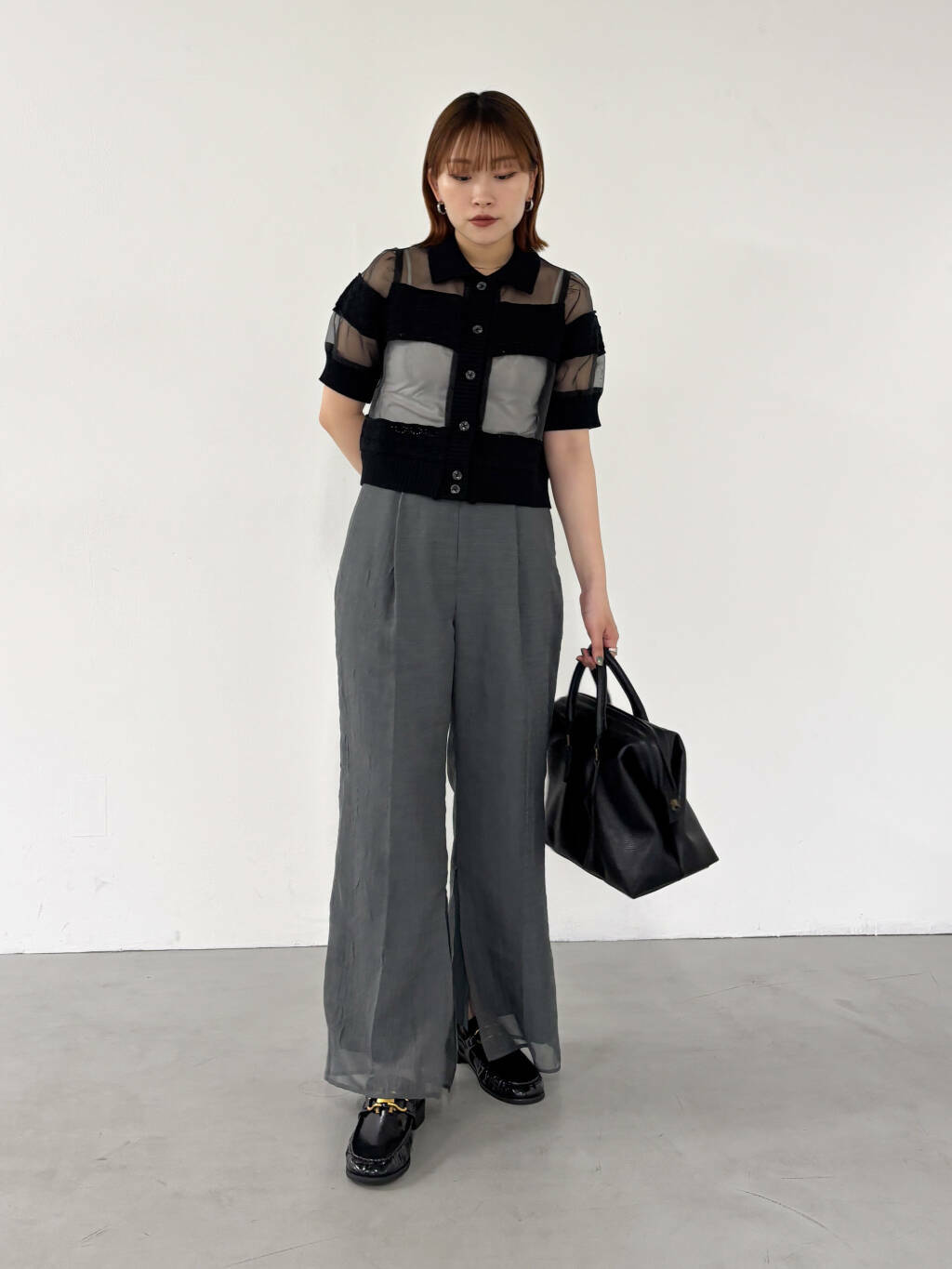 専用　プリーツトップス SLY | DUAL COLOR FRONT ZIP KNIT トップス (ニット ) |SHEL