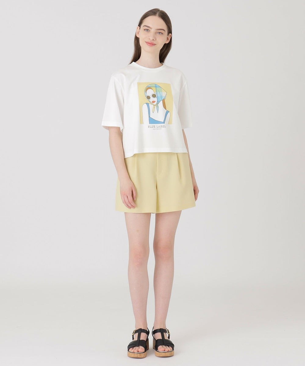 ブルーレーベル プレーティング天竺フリルスリーブTシャツ プレーティング天竺フリルスリーブTシャツ（Tシャツ/カットソー