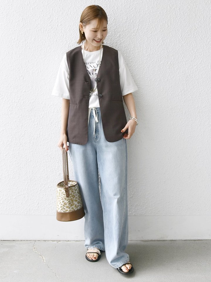 tシャツ quaranciel:「手洗い可能」カット ジョーゼット ドロスト ジップ ベスト レディース quaranciel:〈手洗い可能〉カット ジョーゼット ドロスト ジップ