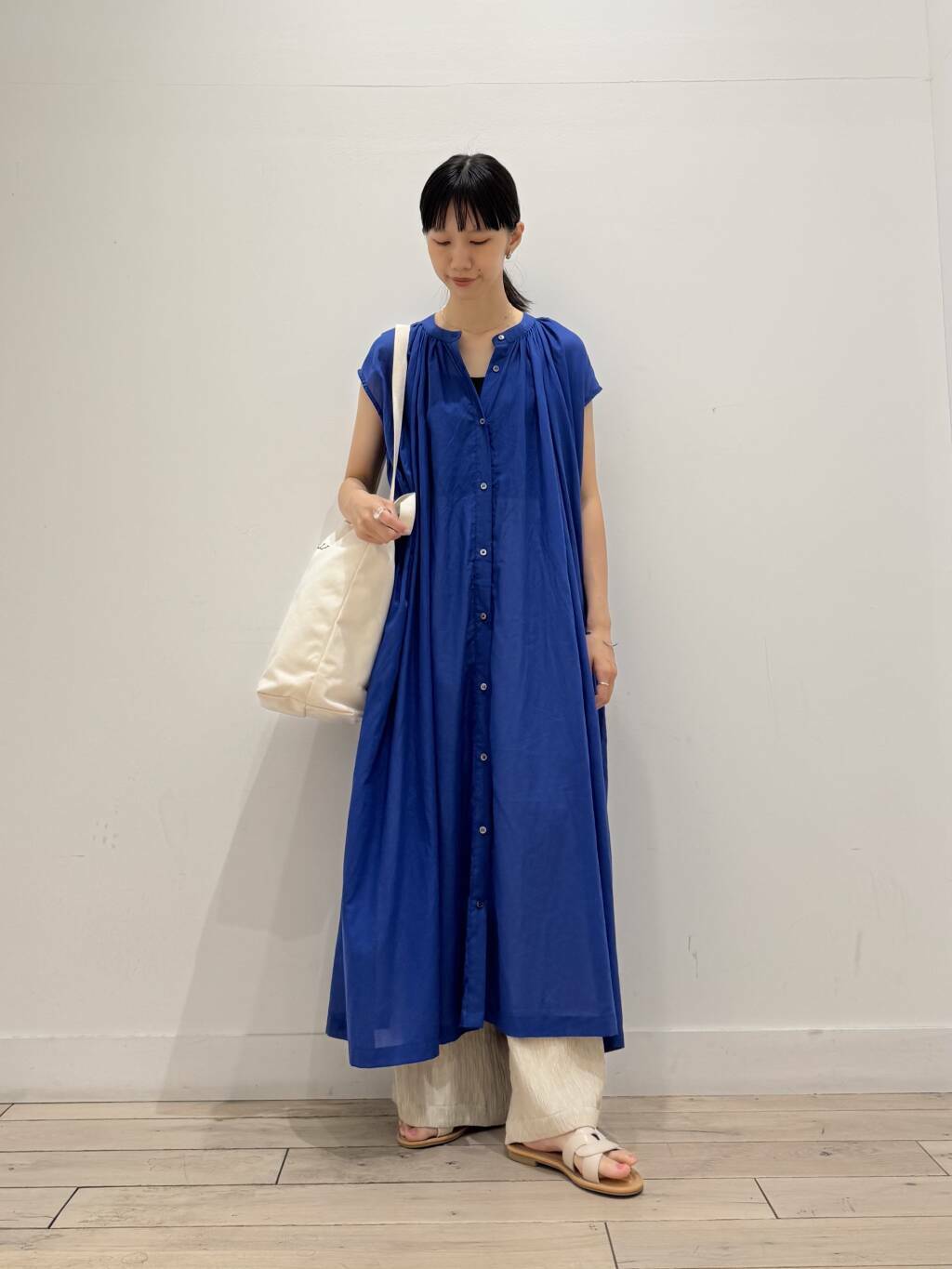 FORK&SPOON　コットンナイロンVネックワンピース セール】FORK&SPOON コットンナイロンVネックワンピース