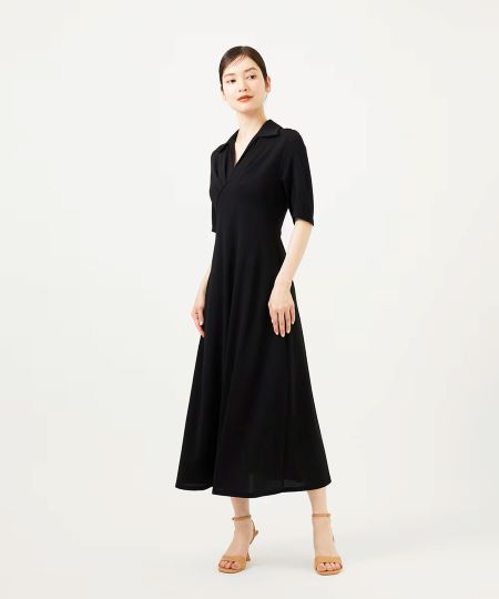 ピンタックラインウールドレス （ロング・マキシ丈ワンピース
