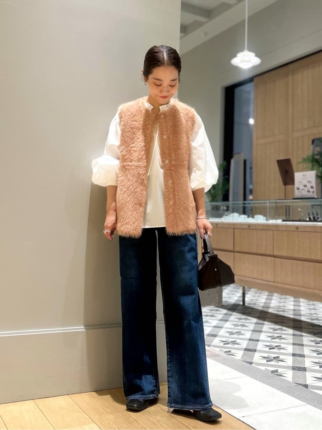 セール】 サラサナッツプリント ボウタイギャザーブラウス