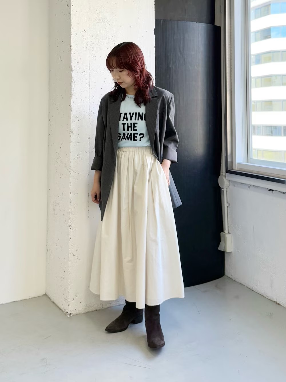 【アウター】
オーバーサイズでメンズライクなシルエットのジャケット。
38サイズであえてゆったり着用しております！