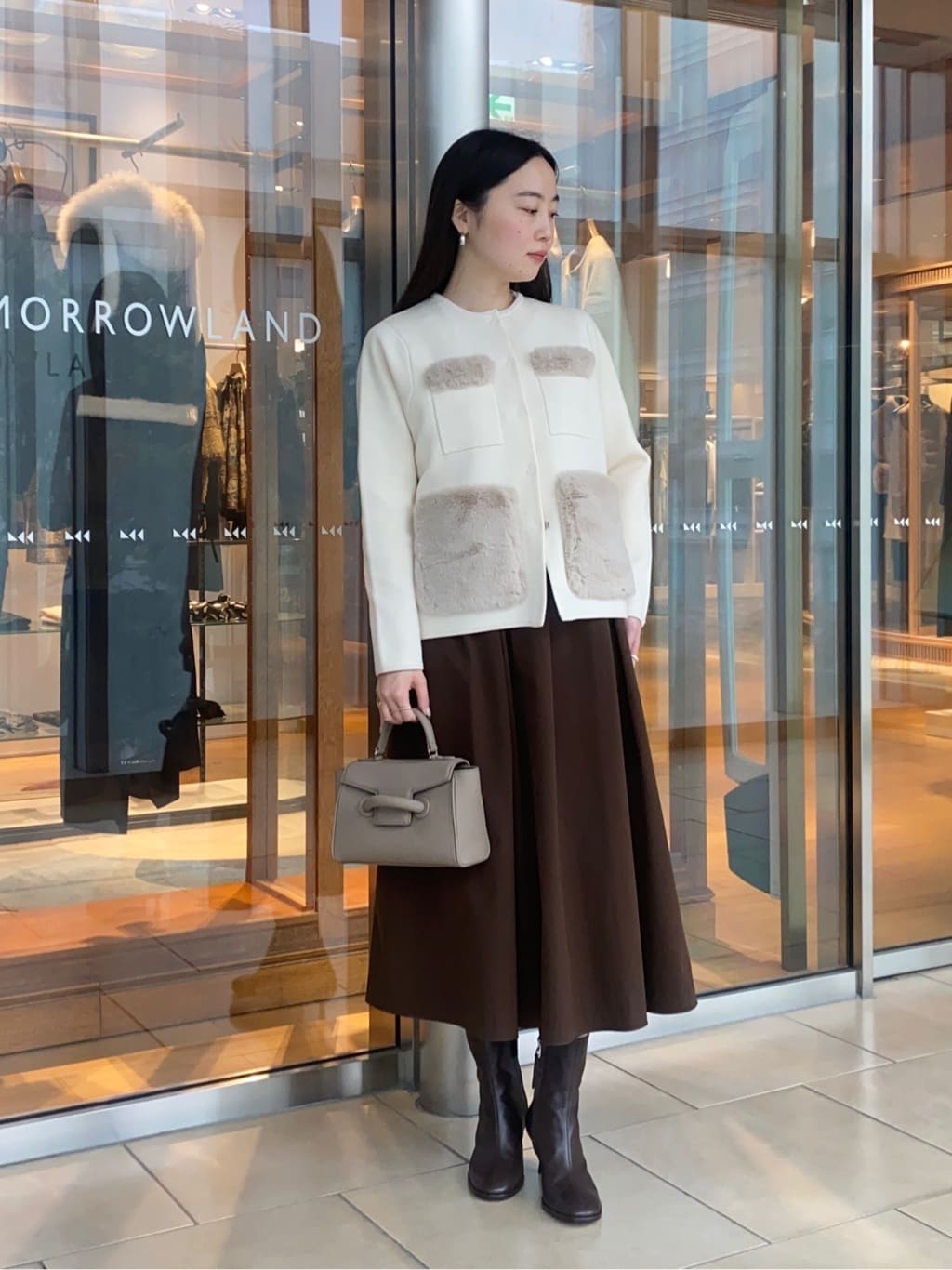 ドゥロワー ☆ サキソニー　ウールスカート34美品 ドゥロワー ☆ サキソニー ウールスカート34美品