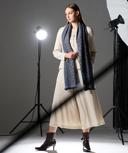 フランス製チェックストール （マフラー・ショール・スヌード