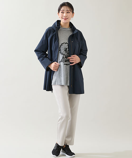【大きいサイズ】裏側に薄ダウンを使ったスッキリ羽織れて暖かい優秀アウターが人気です！パンツとスニーカーで軽快に着こなすのがオススメです。