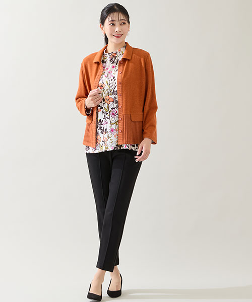 【大きいサイズ】気分が上がるオレンジを効かせたパンツスタイル
