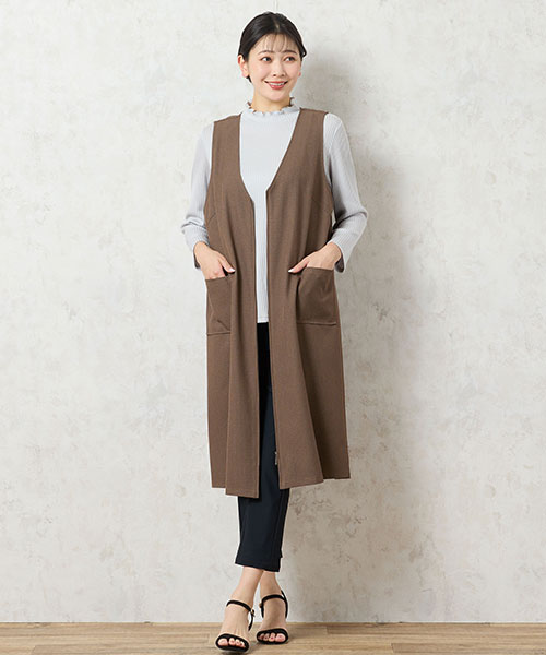 【大きいサイズ】今っぽく体型カバーが叶うジャンスカが優秀！ロングベストとしても着まわせるのでパンツコーデも楽しめます。