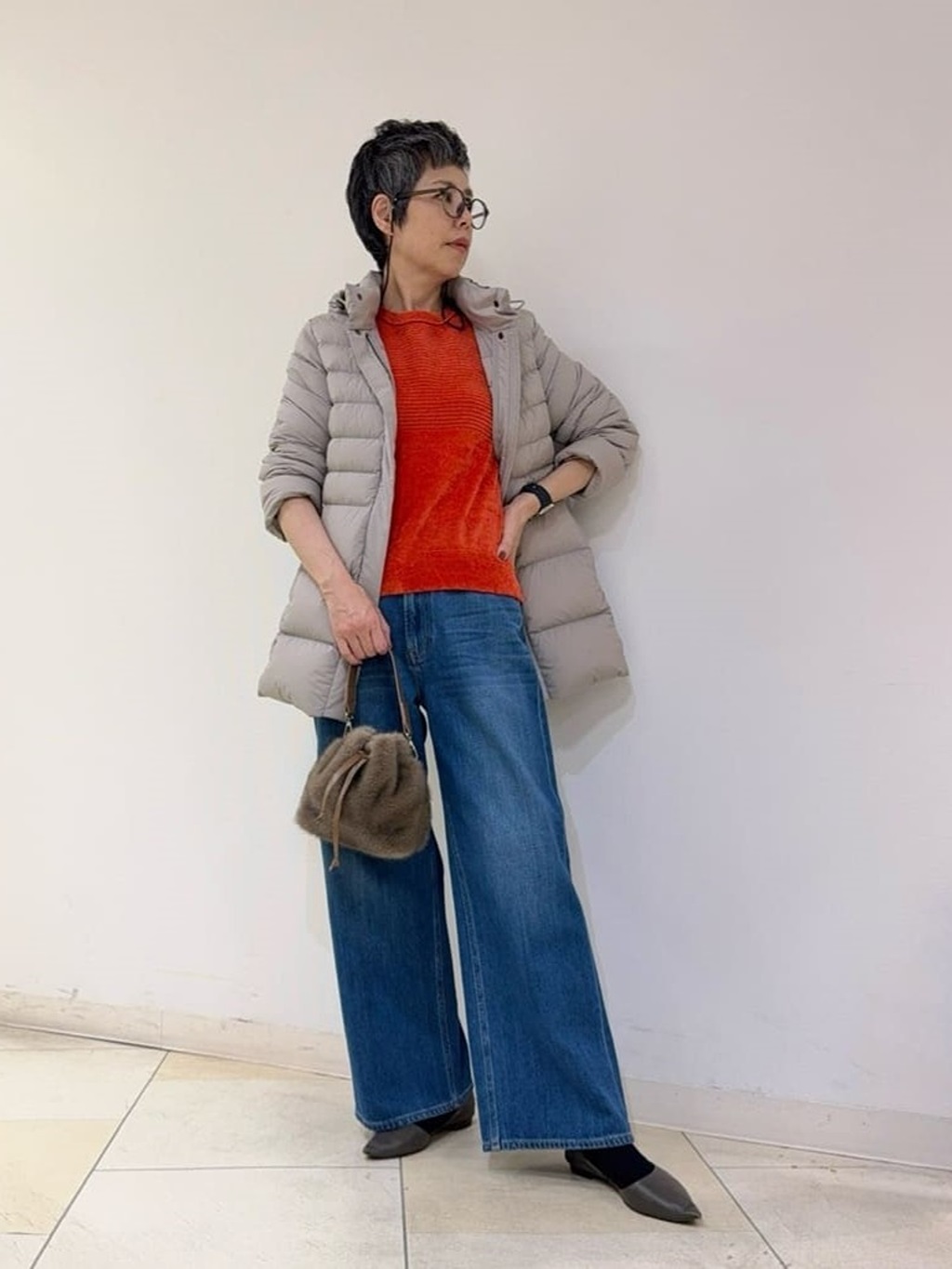 スッキリダウン•*¨*•.¸¸♬Roicaのストレッチ素材。軽さを感じてみて。【モデル身長：164cm】