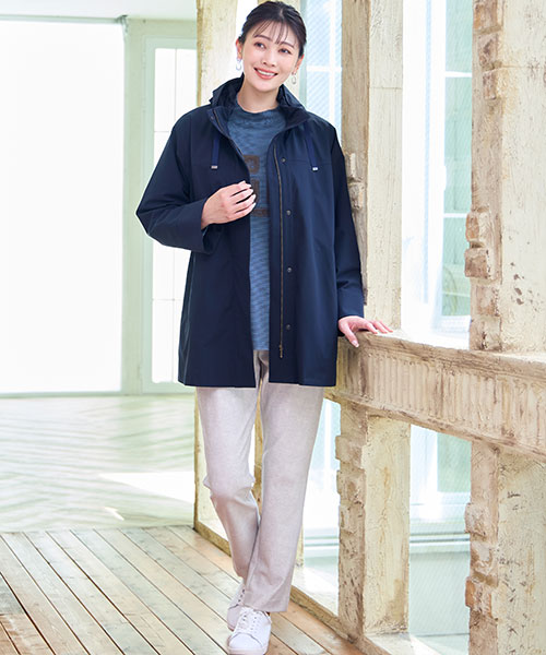 【大きいサイズ】寒い日も安心の隠れダウンアウターが大活躍！裏起毛パンツと合わせれば冬のお出かけも安心です。