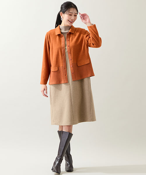 【大きいサイズ】オレンジ×ベージュで楽しむ暖色コーデ