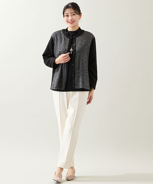 【大きいサイズ】暖かくきちんと見える冬のモノトーンスタイル