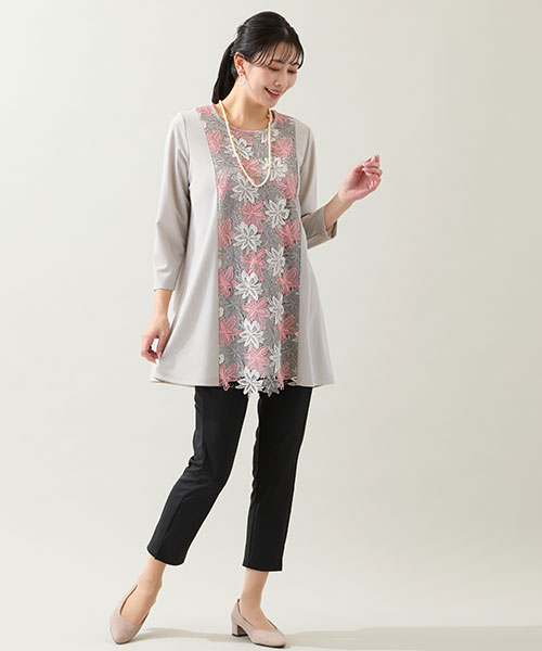 【大きいサイズ】レースが豪華なチュニックは春のお出かけにピッタリ！