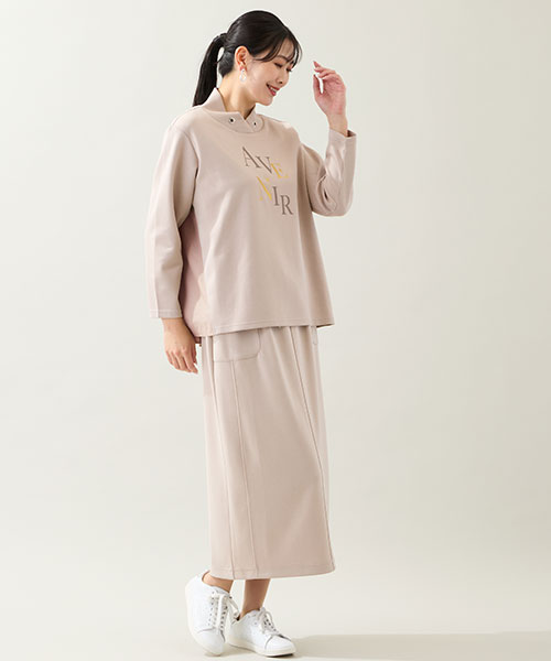 【大きいサイズ】スニーカーと合わせたいダンボールニットのセットアップ。イージーな着用感で今っぽく楽しめるアイテムです