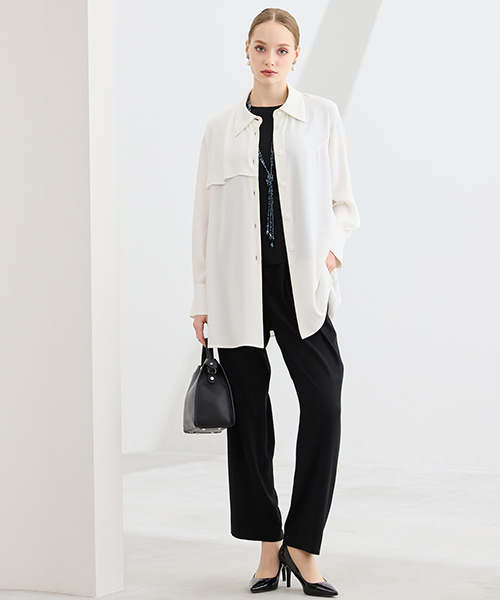 【M～4Lサイズ】　ラージサイズのお洒落服。Lサイズに特化したブランドがおつくりする上質素材を使用したエレガンススタイル。身体に合った服を着ることできちんと感もアップ。自信をもって出かけられる私サイズのお洒落を楽しんで。