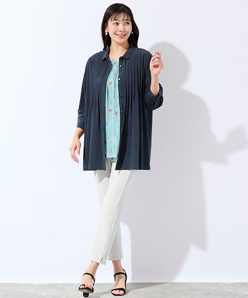 【大きいサイズ】涼やかな肌当たりのシャツは春の羽織りにピッタリ。足元は速乾性パンツで軽快に！