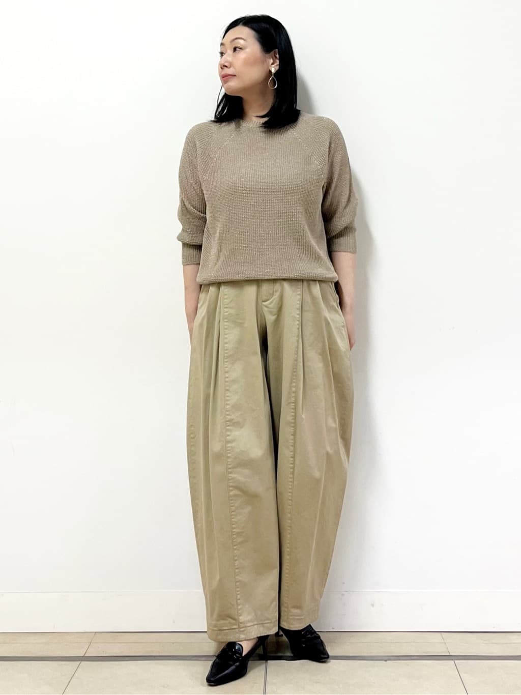 身長:159㎝,着用サイズ:L(40)サイズ
