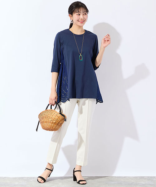 【大きいサイズ】スカラップが大人可愛いチュニックは夏の一枚着に活躍間違いなし！