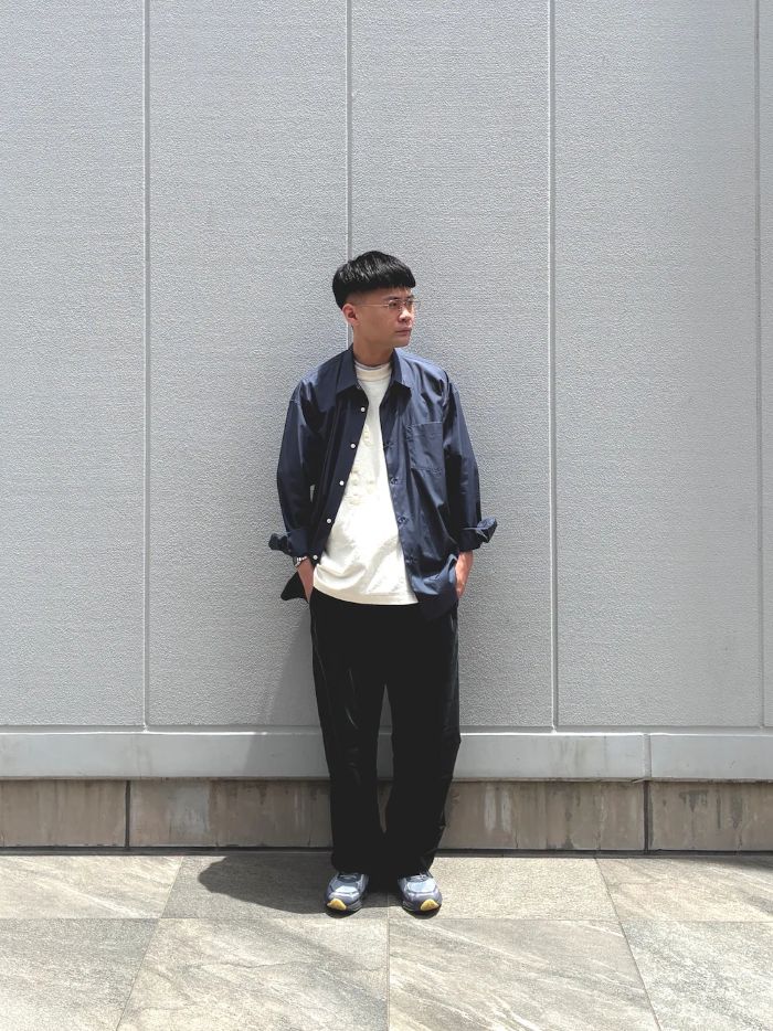 THOMAS MASONとURBAN RECHERCHのオーバーサイズシャツにオーバーパンツを合わせていつもより綺麗めに合わせてみました！
