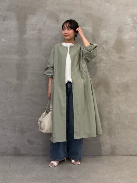 149cm ウェーブ イエベ春
【アウター】
149cmでふくらはぎ下くらいの着丈。
ウエストで絞れるので小柄さんもバランスが取りやすくおすすめです。袖口もゴムなので手の甲に落ちてきません。
シワになりにくく、軽やかな着心地で持ち運びも便利。


【パンツ】着用サイズ:0
ハイウエストで着用して床につくかつかないかくらいの着丈でした。靴を穿くとちょうどいいと思いました！
私はウエストが少し大きかったので、ベルトをして着用予定です。