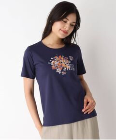 花柄モチーフ刺しゅうTシャツ