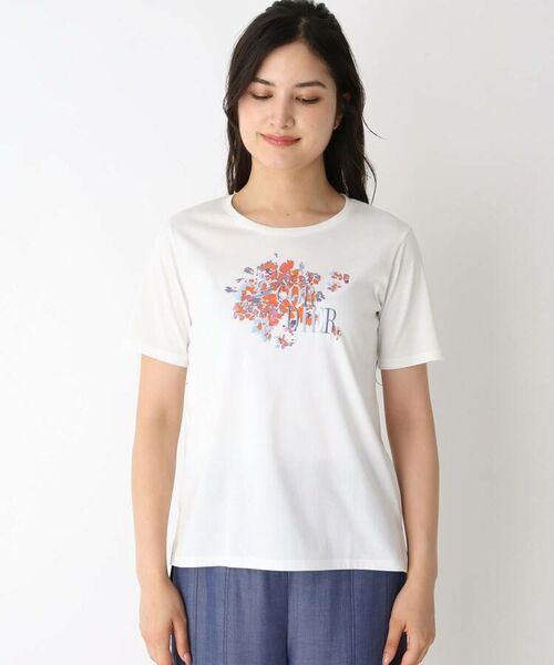 CORDIER / コルディア Tシャツ | 花柄モチーフ刺しゅうTシャツ | 詳細1