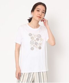 ビーズ、スパンコール、刺繍デザインTシャツ