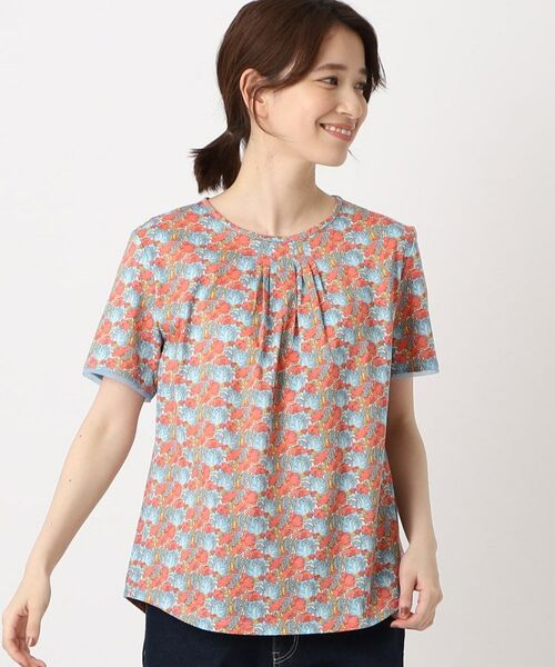 CORDIER / コルディア カットソー | リバティプリント タックデザイン ジャージプルオーバー(ライトブルー(591))