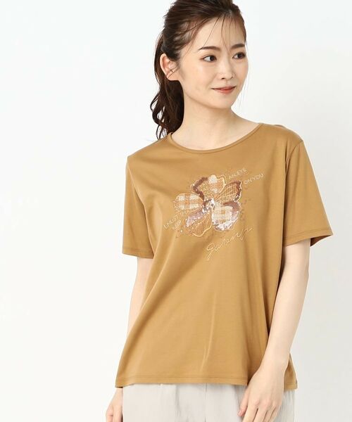 CORDIER / コルディア Tシャツ | フラワーモチーフ スパンコール＆刺繍Tシャツ | 詳細16