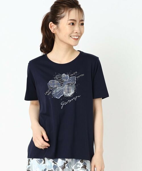 CORDIER / コルディア Tシャツ | フラワーモチーフ スパンコール＆刺繍Tシャツ | 詳細24