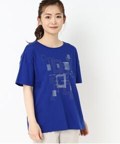 刺繍&ビーズデザイン ゆとりシルエットTシャツ