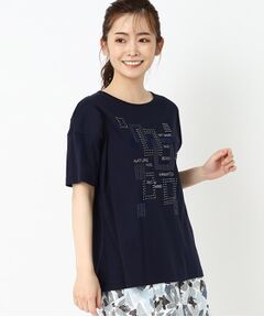 刺繍&ビーズデザイン ゆとりシルエットTシャツ