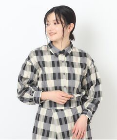 【セットアップ可】オリジナルチェック ふんわり袖シャツ