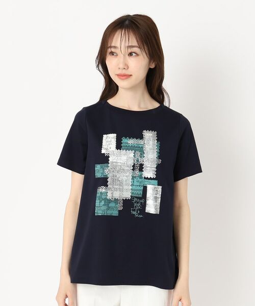CORDIER / コルディア Tシャツ | 幾何学デザインボートネックTシャツ | 詳細1
