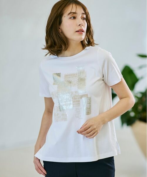 CORDIER / コルディア Tシャツ | 幾何学デザインボートネックTシャツ | 詳細23