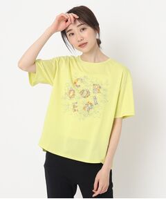 花柄プリントロゴTシャツ