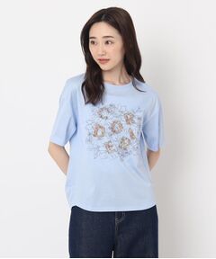 花柄プリントロゴTシャツ