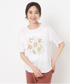 花柄プリントロゴTシャツ