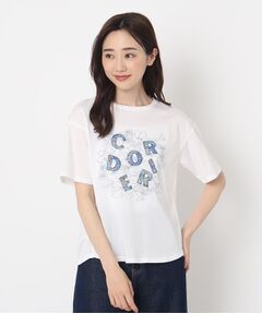 花柄プリントロゴTシャツ