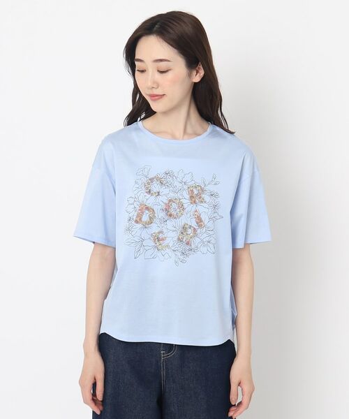 CORDIER / コルディア Tシャツ | 花柄プリントロゴTシャツ | 詳細1