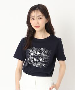 レースフラワー＆プリントTシャツ