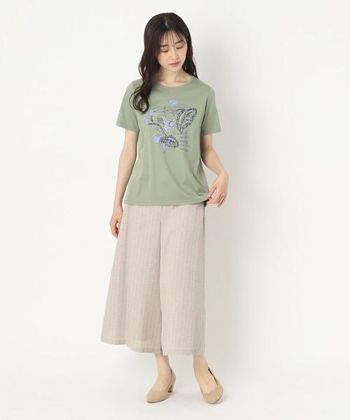 CORDIER / コルディア カットソー | 【M~4Lサイズ】フラワープリント＆刺繍Tシャツ | 詳細8