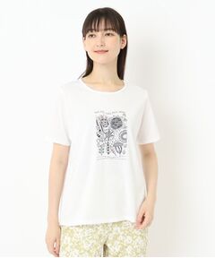 花柄刺繍フェミニンTシャツ