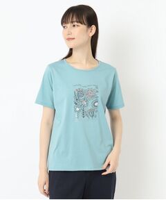 花柄刺繍フェミニンTシャツ