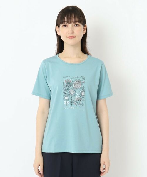 CORDIER / コルディア Tシャツ | 花柄刺繍フェミニンTシャツ | 詳細1