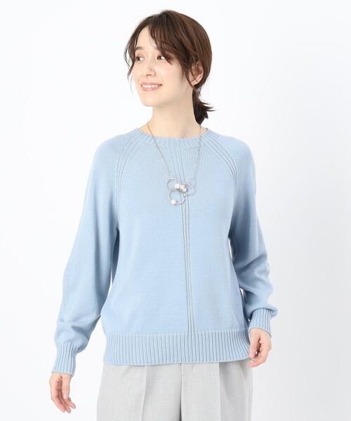 CORDIER/コルディア 【手洗い可/M~4Lサイズ】パステルカラープルオーバーニット サックスブルー(090) 48(4L) CORDIER/コルディア 【手洗い可/M~4Lサイズ】パステルカラープルオーバーニット サックスブルー(090) 48(4L)