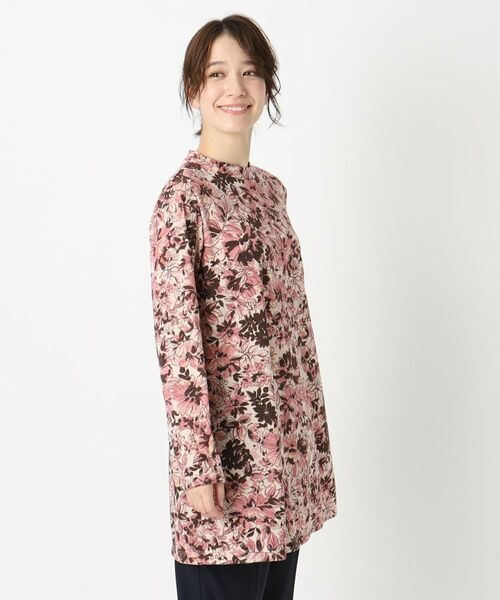 CORDIER / コルディア カットソー | 【手洗い可/M~4Lサイズ】フラワープリントチュニック丈プルオーバージャージ | 詳細11