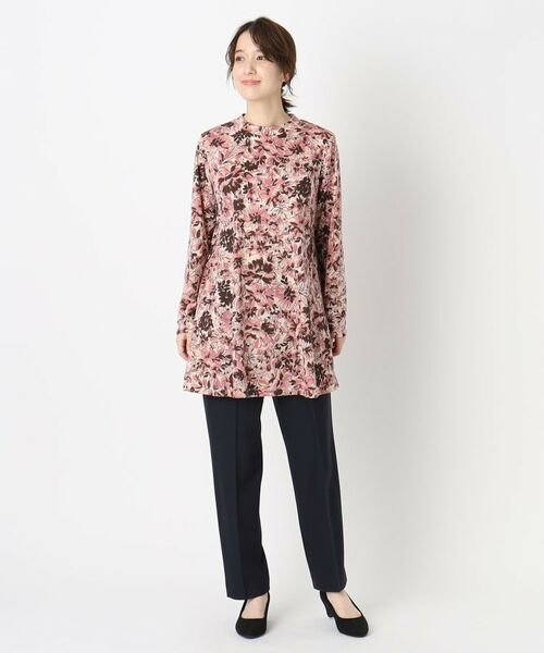 CORDIER / コルディア カットソー | 【手洗い可/M~4Lサイズ】フラワープリントチュニック丈プルオーバージャージ | 詳細13