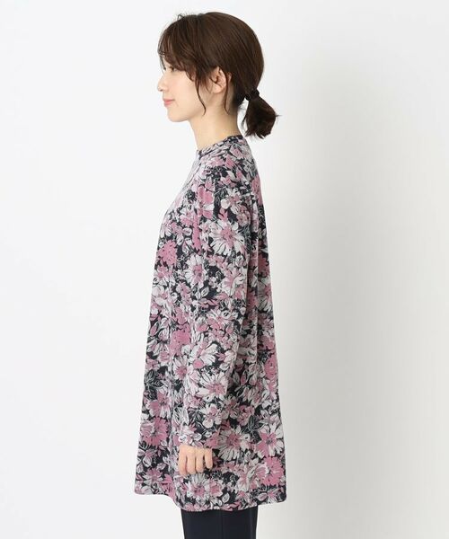 CORDIER / コルディア カットソー | 【手洗い可/M~4Lサイズ】フラワープリントチュニック丈プルオーバージャージ | 詳細2