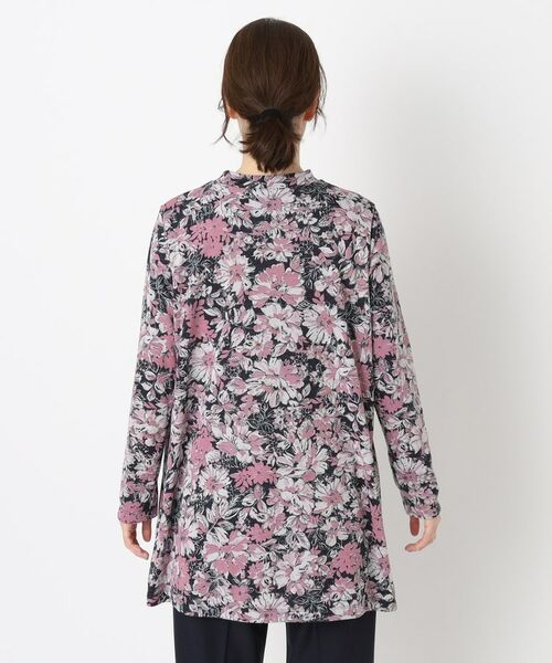 CORDIER / コルディア カットソー | 【手洗い可/M~4Lサイズ】フラワープリントチュニック丈プルオーバージャージ | 詳細3